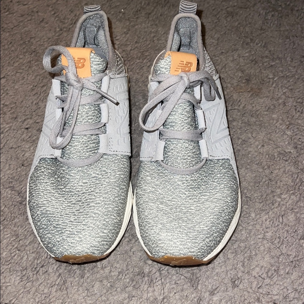 New Balance Light Gray Sneakers with Tan Highlights